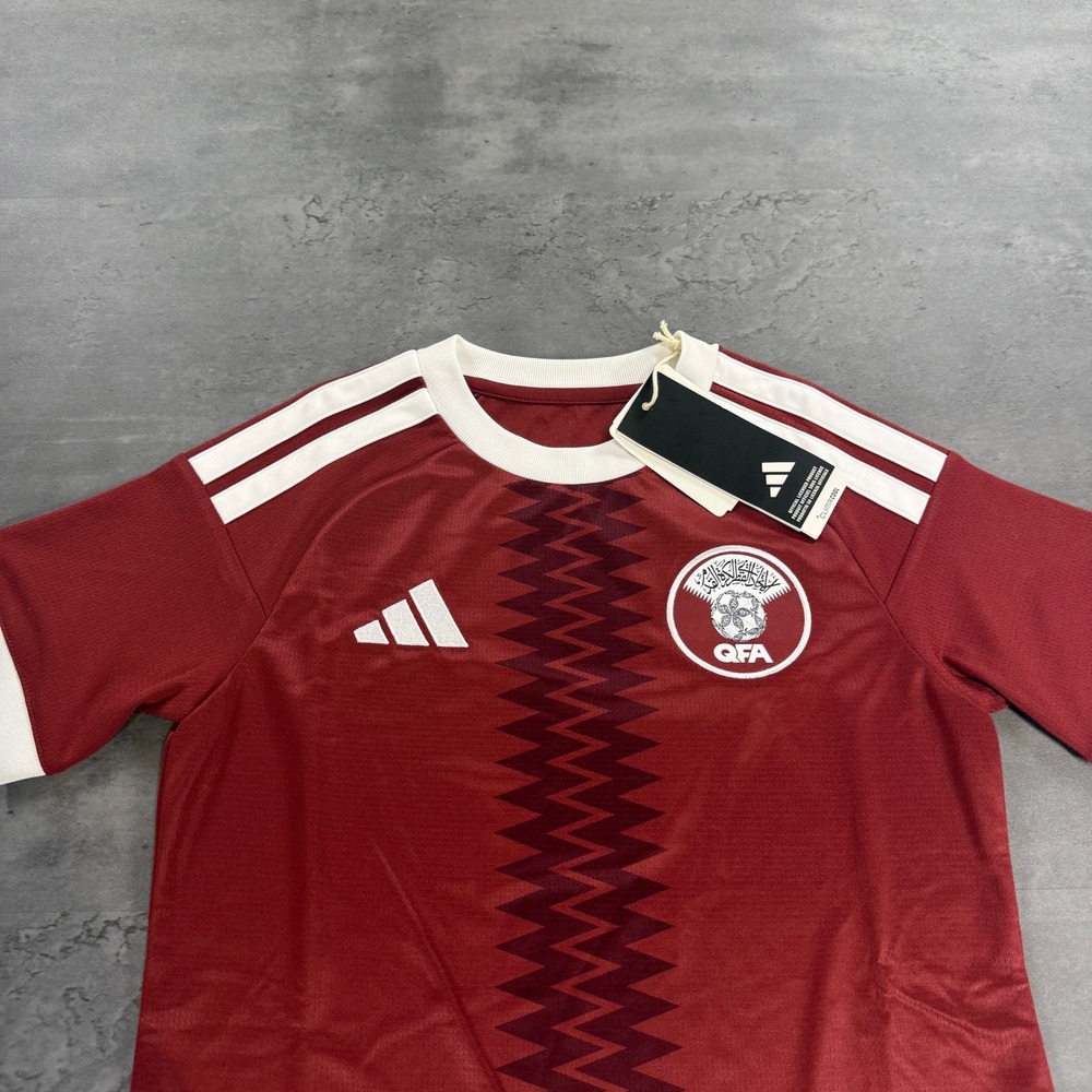 Qatar Adidas Soccer Jersey Kids Youth Small Maroon QFA Home ClimaCool NEW Kit